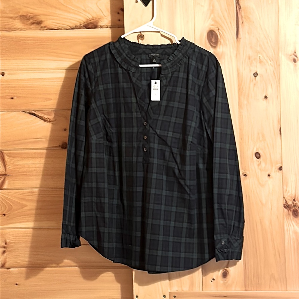 Talbots scotch plaid new blouse with tags
